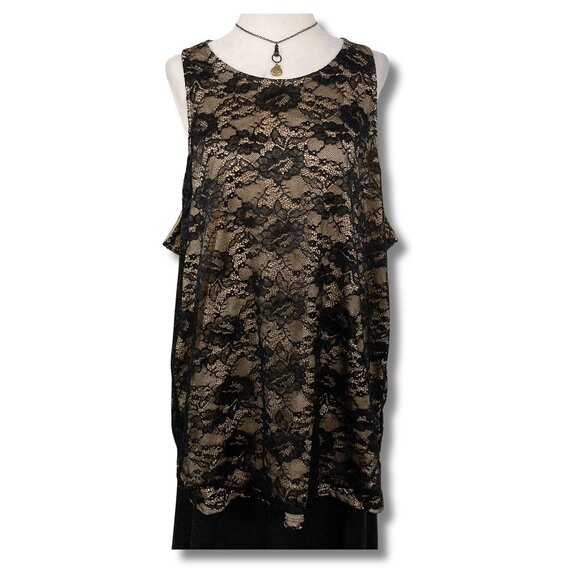 TORRID Plus size black and beige floral lace tank top 2X XXL 3X XXXL goth shirt - Picture 1 of 13